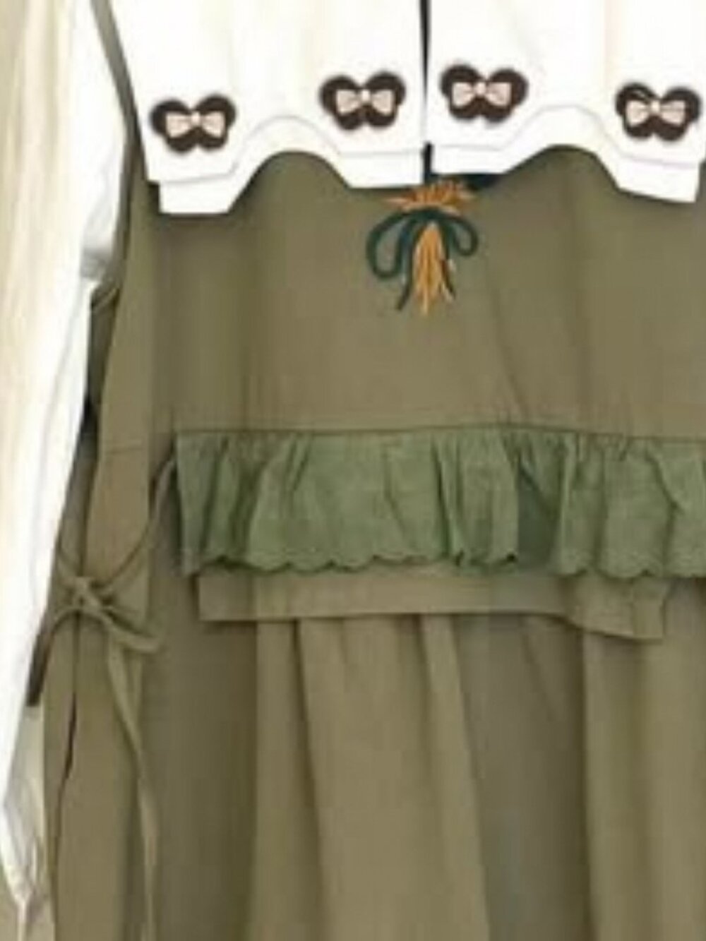 Green Embroidered Cotton Pinafore Dress | Cottagecore